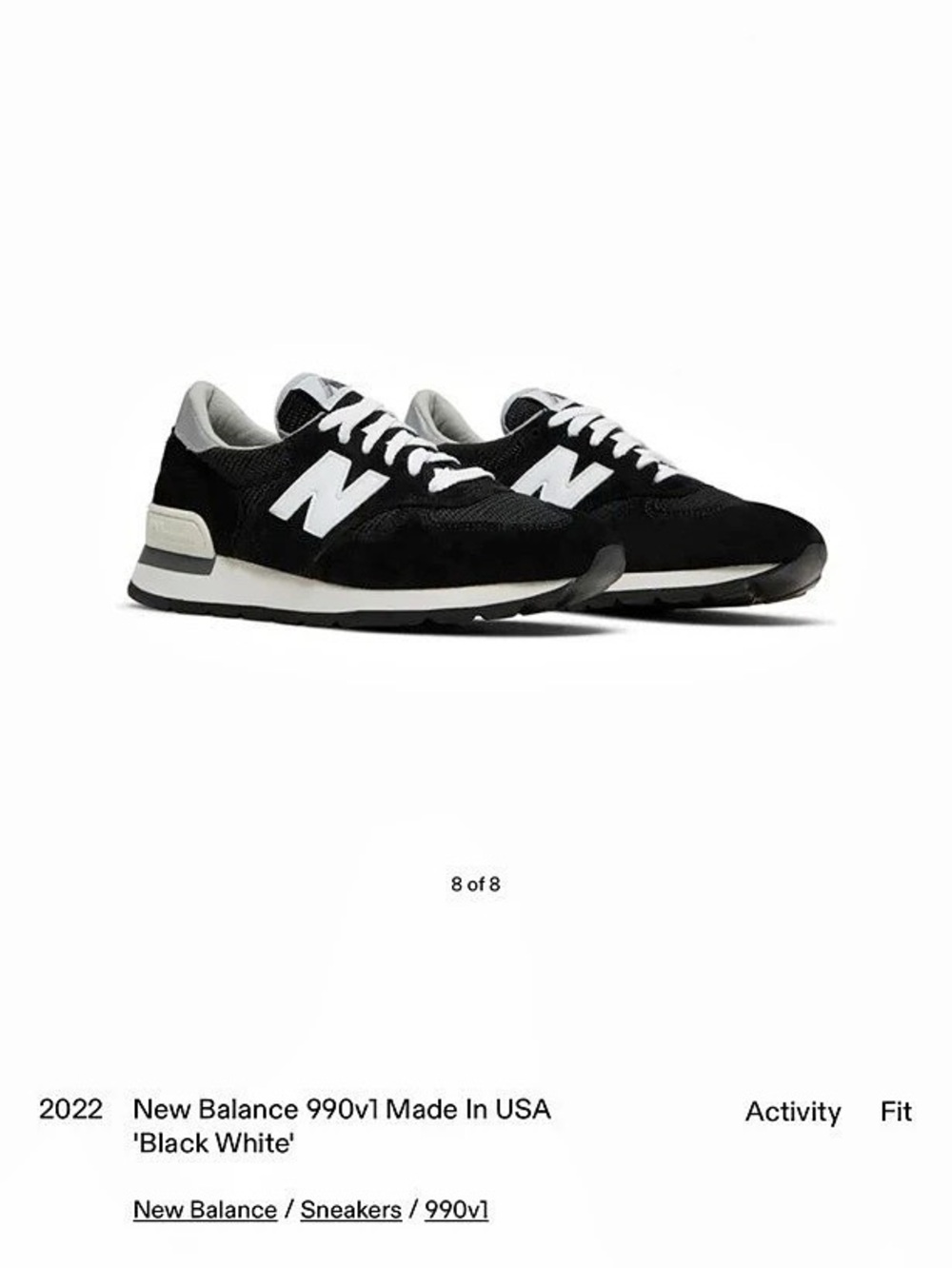 New Balance 990v4 Black & White Sneakers